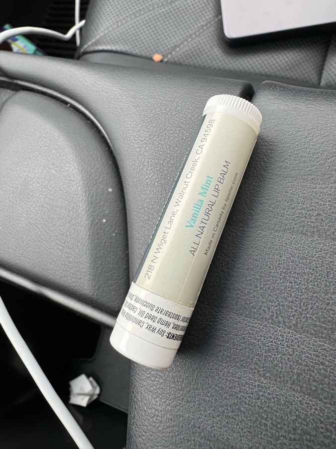 Old chapstick found under car seat